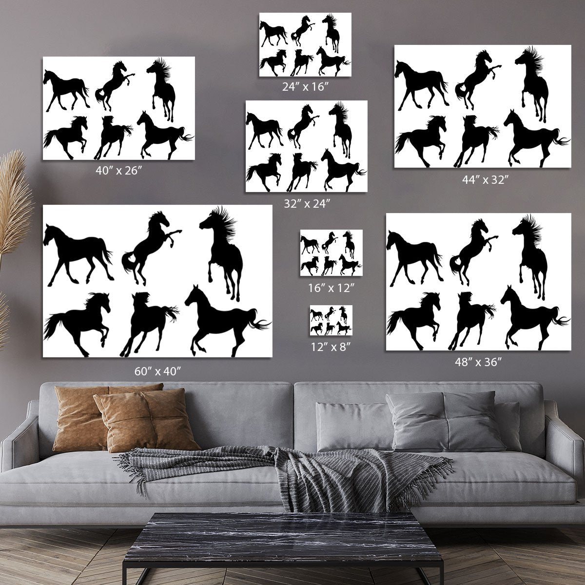 Set of horse silhouette collection Canvas Print or Poster