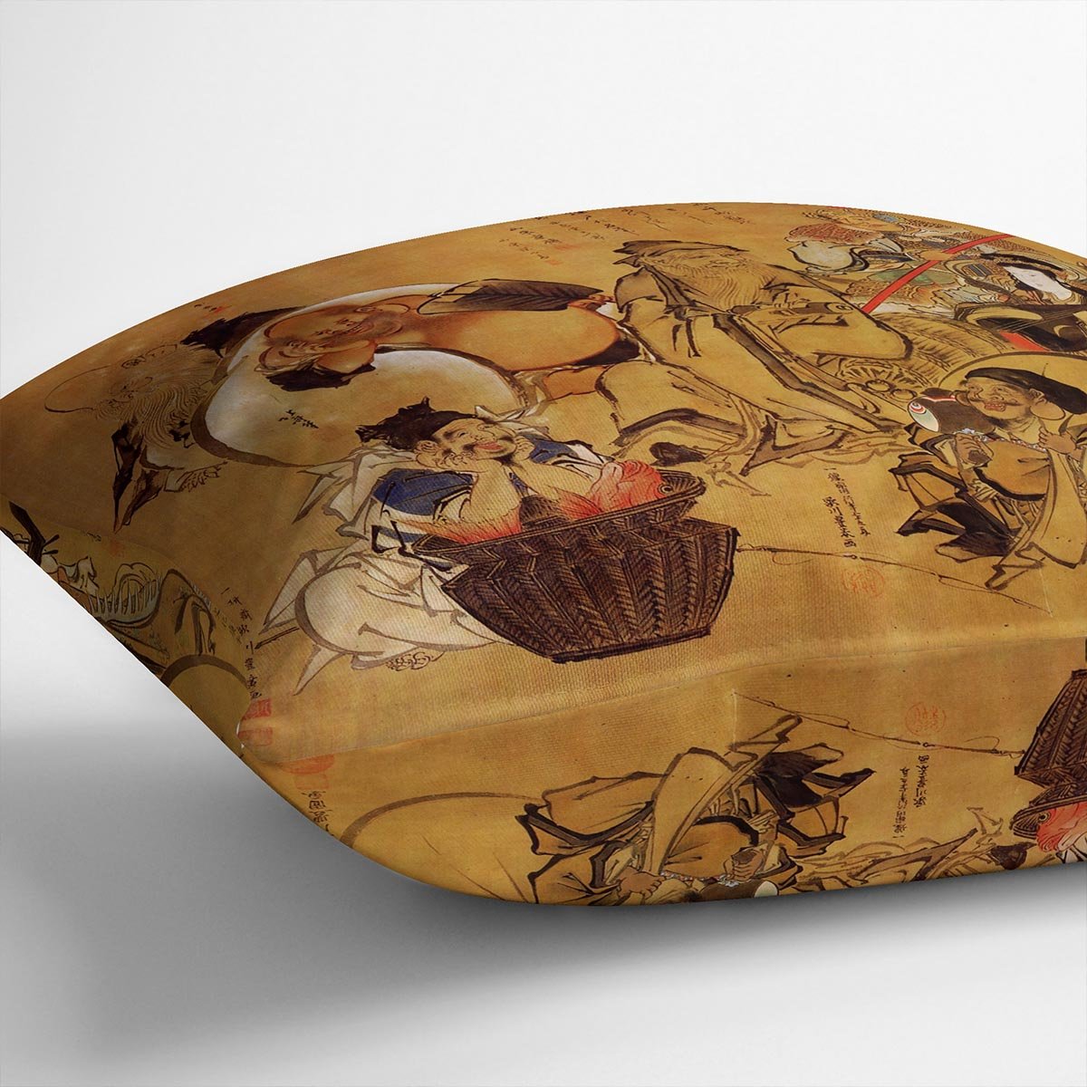 Seven gods of fortune by Hokusai Throw Pillow