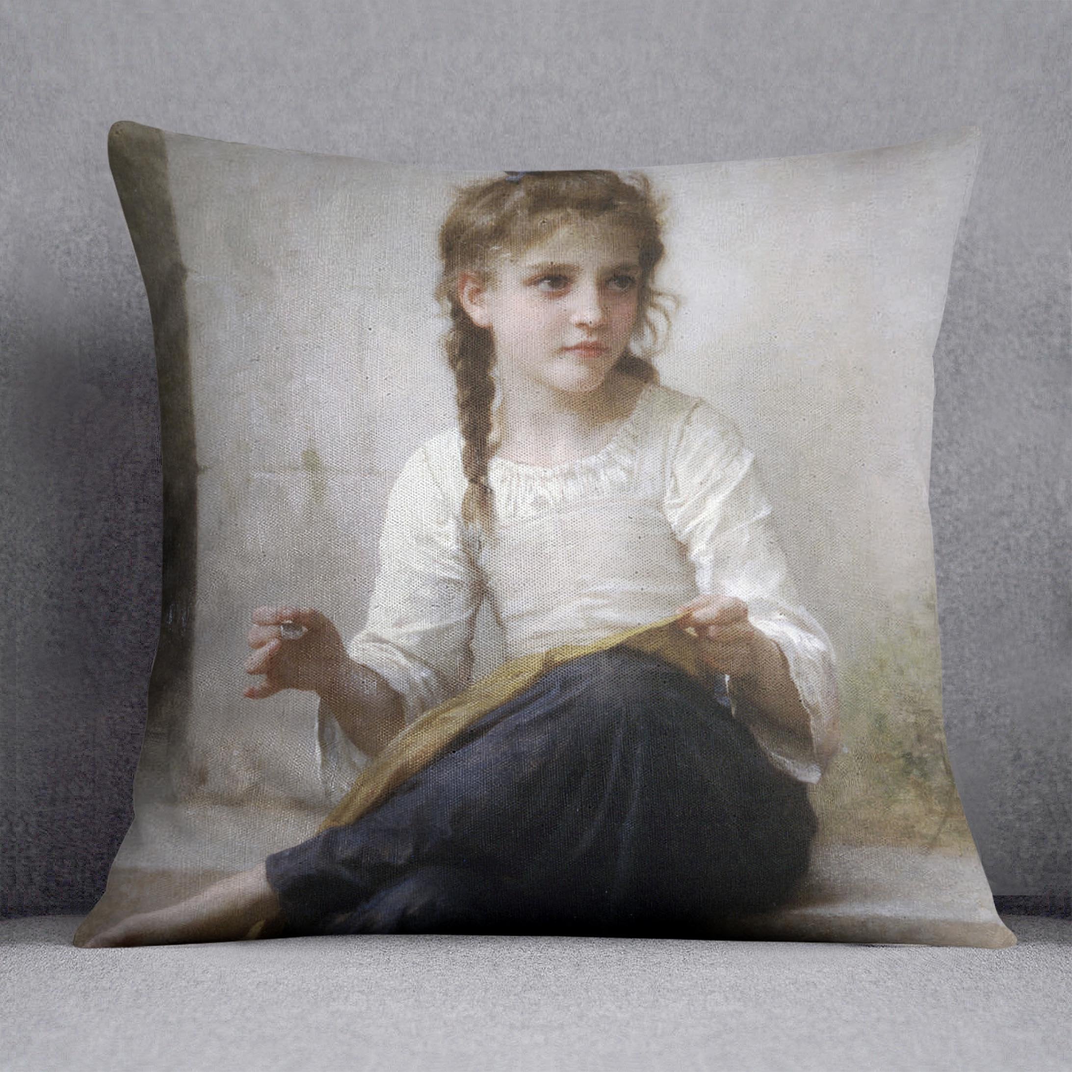 Sewing By Bouguereau Throw Pillow