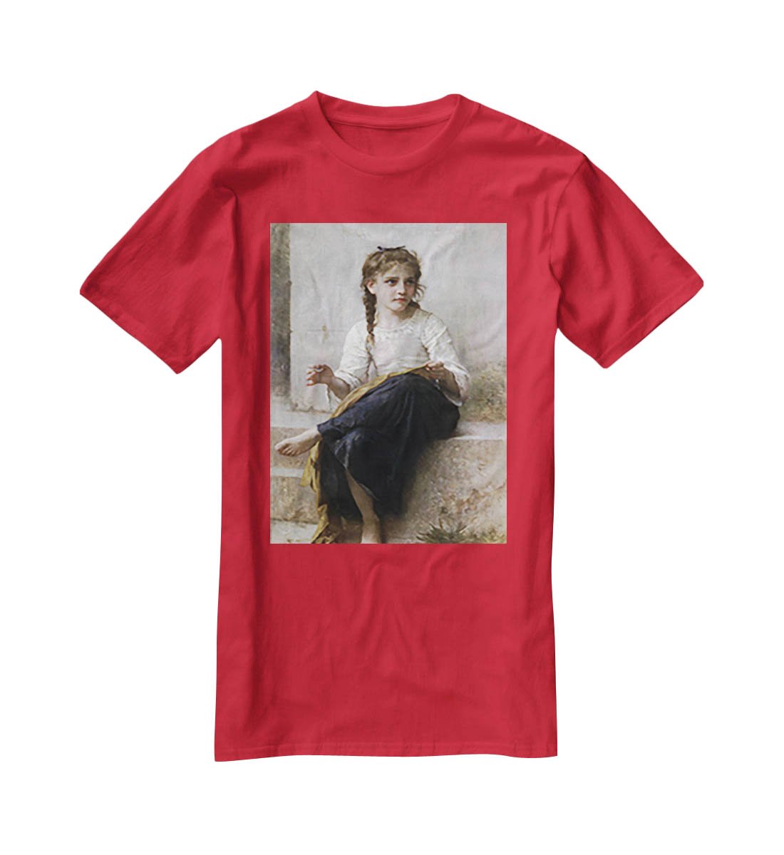 Sewing By Bouguereau T-Shirt - Canvas Art Rocks - 4