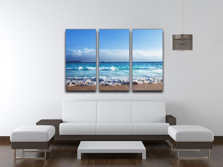 Seychelles beach in sunset time 3 Split Panel Canvas Print - Canvas Art Rocks - 3