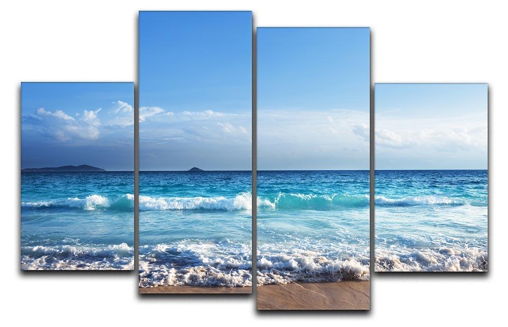 Seychelles beach in sunset time 4 Split Panel Canvas  - Canvas Art Rocks - 1
