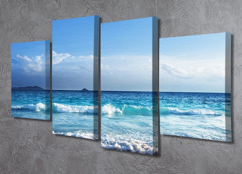 Seychelles beach in sunset time 4 Split Panel Canvas  - Canvas Art Rocks - 2