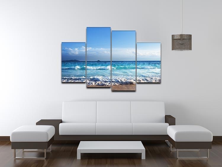 Seychelles beach in sunset time 4 Split Panel Canvas  - Canvas Art Rocks - 3