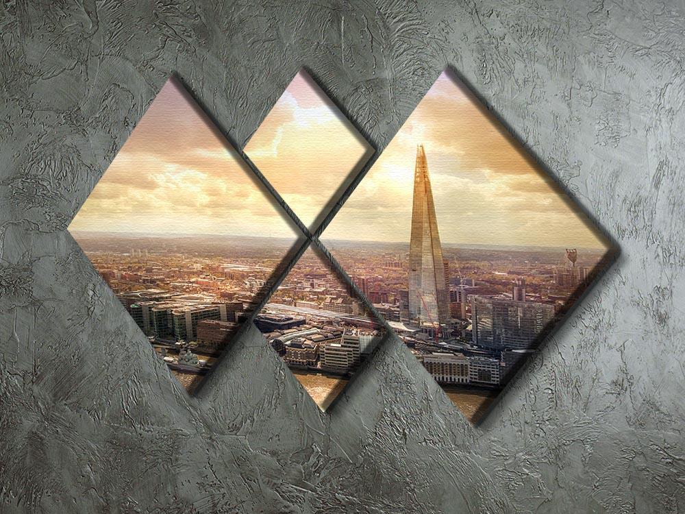 Shard of Glass at sunset 4 Square Multi Panel Canvas  - Canvas Art Rocks - 2