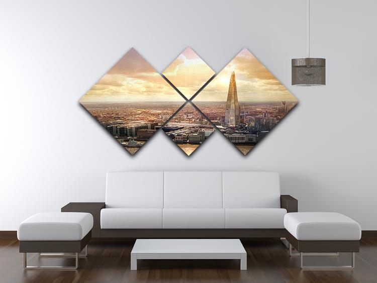 Shard of Glass at sunset 4 Square Multi Panel Canvas  - Canvas Art Rocks - 3