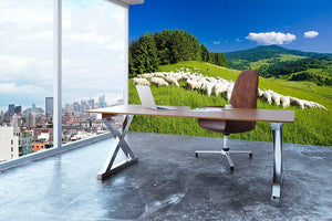 Sheep herds Wall Mural Wallpaper - Canvas Art Rocks - 3