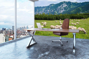 Sheep herds at alpine pastures Wall Mural Wallpaper - Canvas Art Rocks - 3