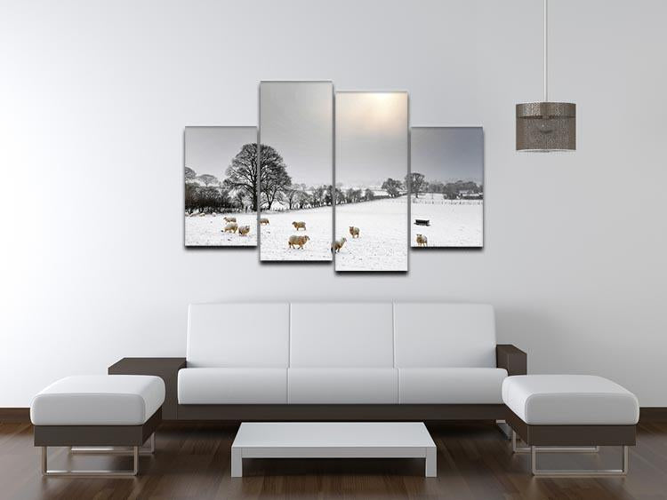 Sheep in the snow 4 Split Panel Canvas - Canvas Art Rocks - 3