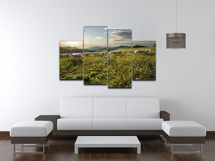 Shepherd with dog and sheep 4 Split Panel Canvas - Canvas Art Rocks - 3