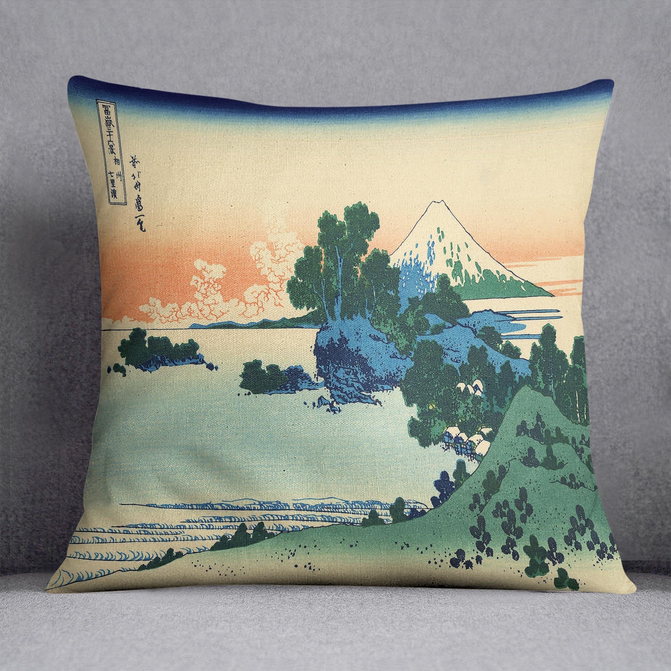 Shichiri beach in Sagami province by Hokusai Throw Pillow