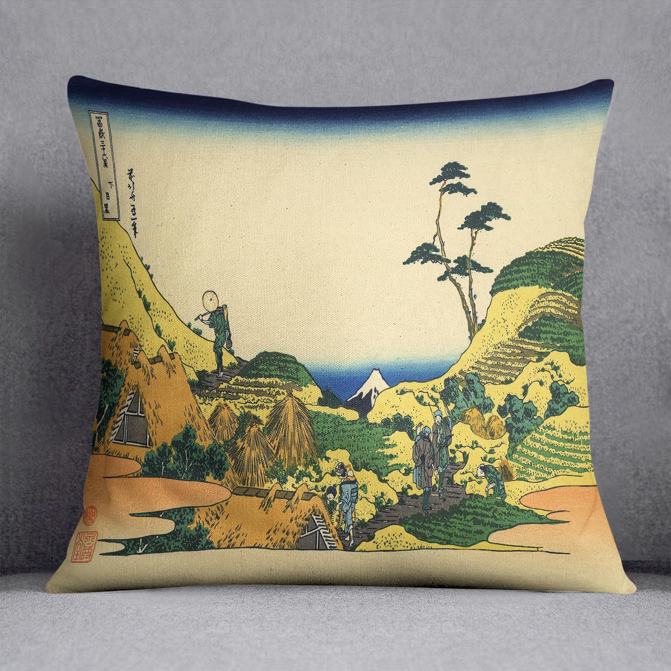 Shimomeguro by Hokusai Throw Pillow