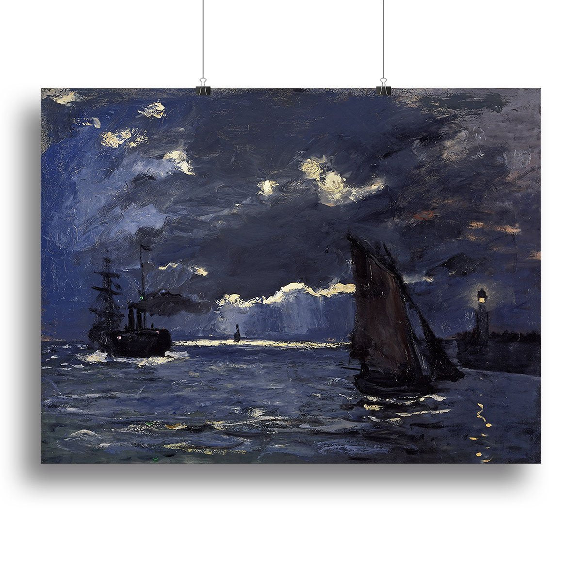 Shipping by Moonlight by Monet Canvas Print or Poster
