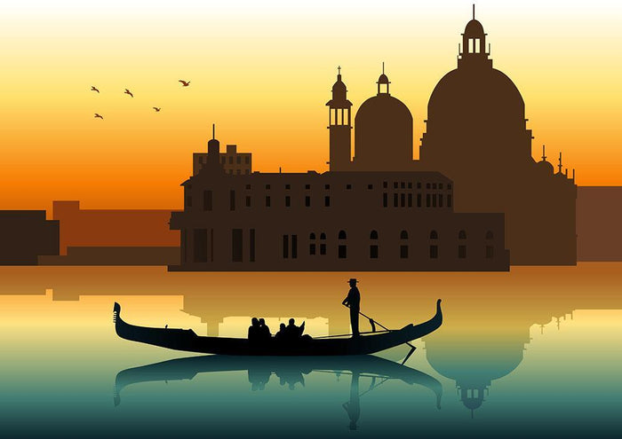 Silhouette illustration gondola in Venice Wall Mural Wallpaper