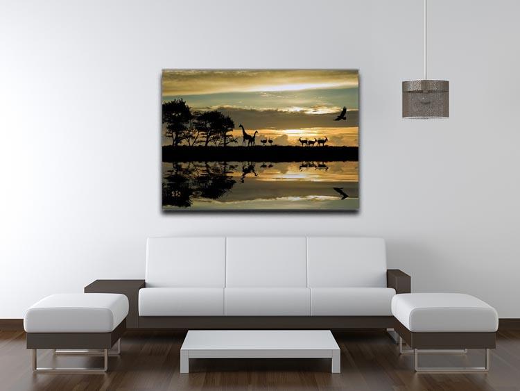 Silhouette of animals in Africa Canvas Print or Poster - Canvas Art Rocks - 4