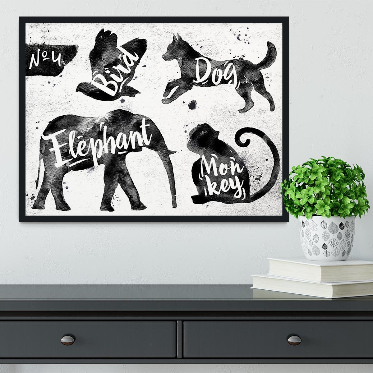 Silhouettes of animals Framed Print - Canvas Art Rocks - 2
