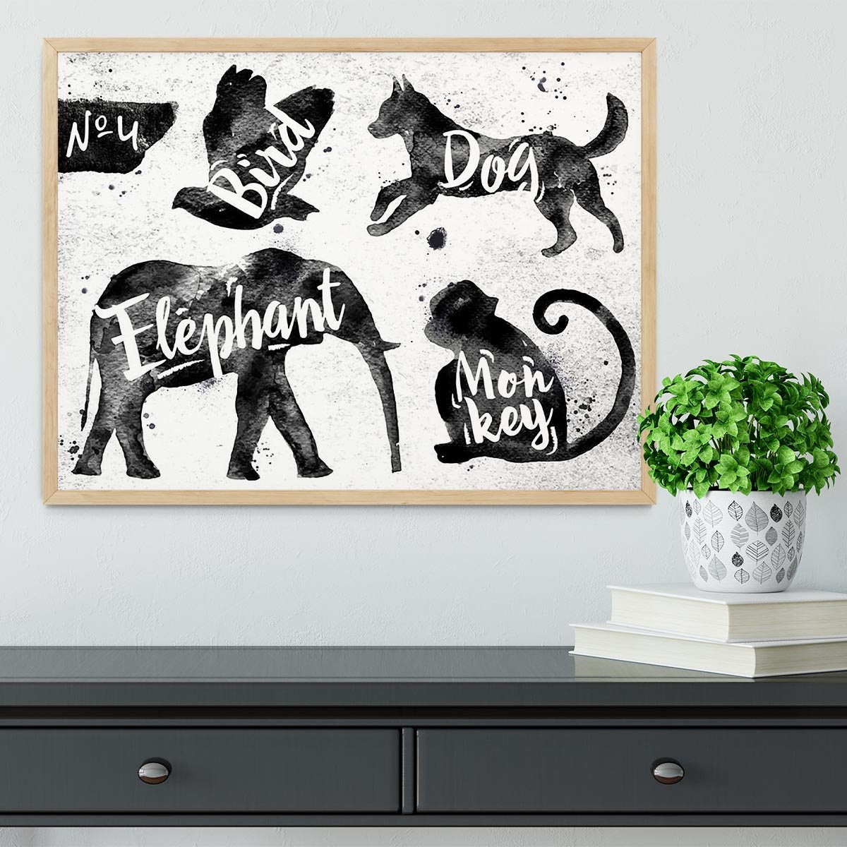 Silhouettes of animals Framed Print - Canvas Art Rocks - 4