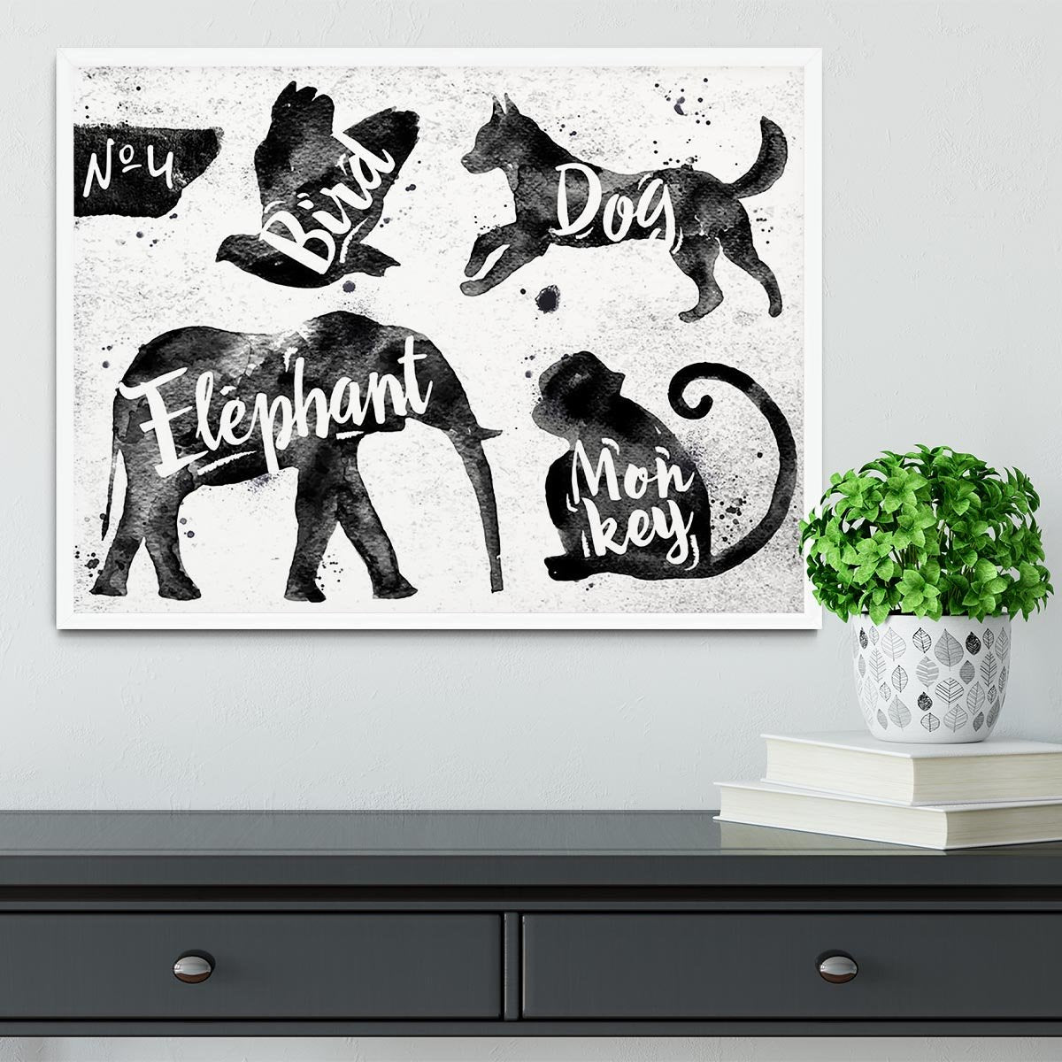 Silhouettes of animals Framed Print - Canvas Art Rocks -6