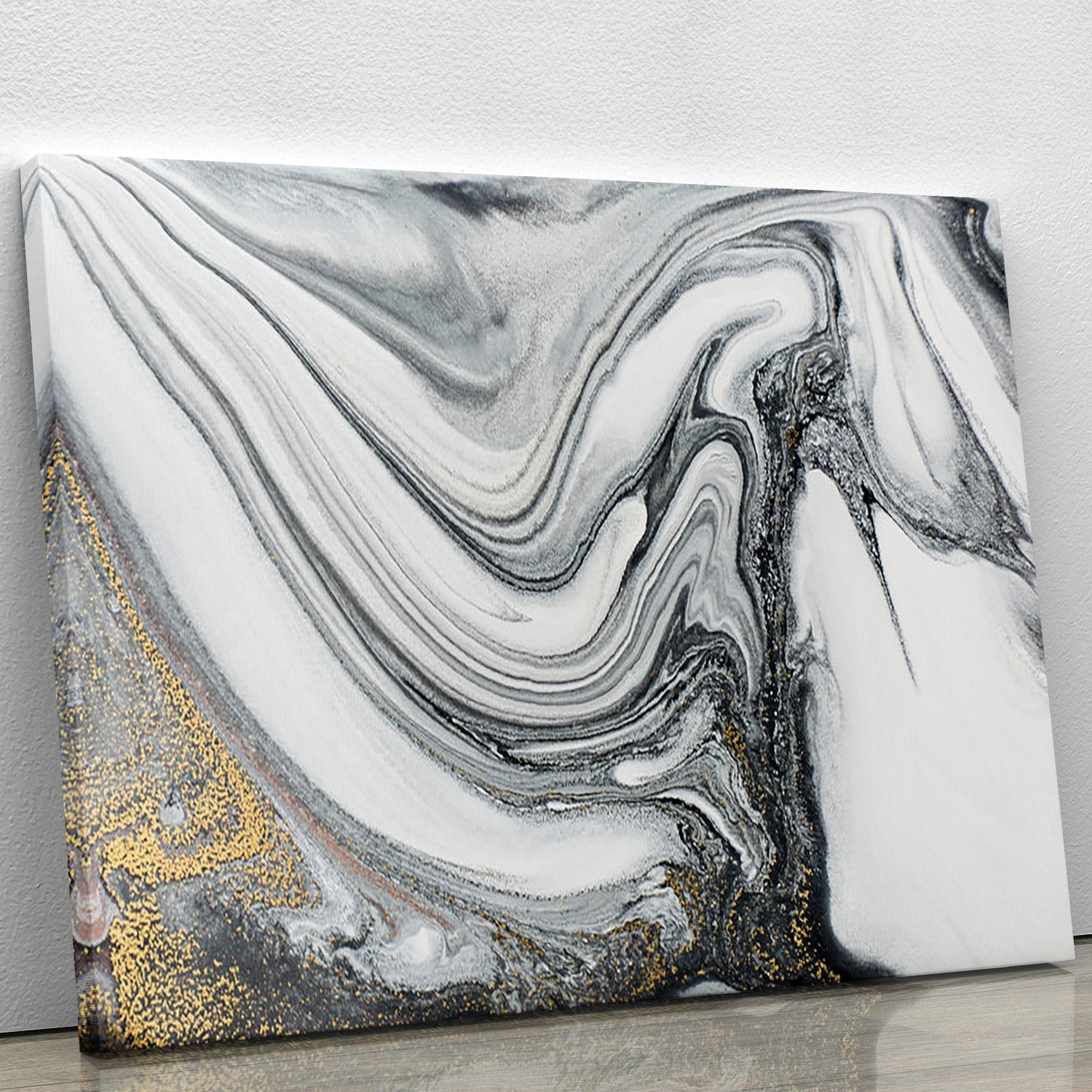Silver and White Marble Swirl Canvas Print or Poster