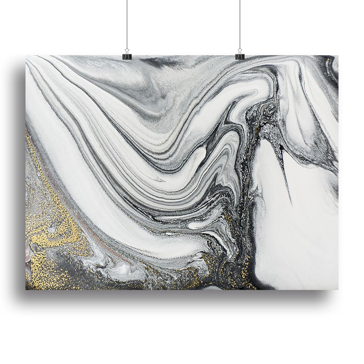 Silver and White Marble Swirl Canvas Print or Poster