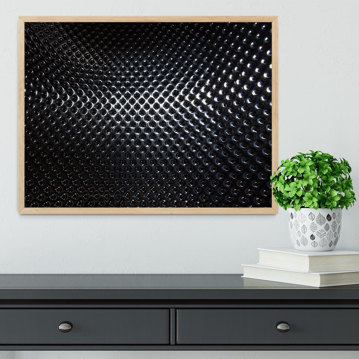 Silver steel metallic hole texture Framed Print - Canvas Art Rocks - 4