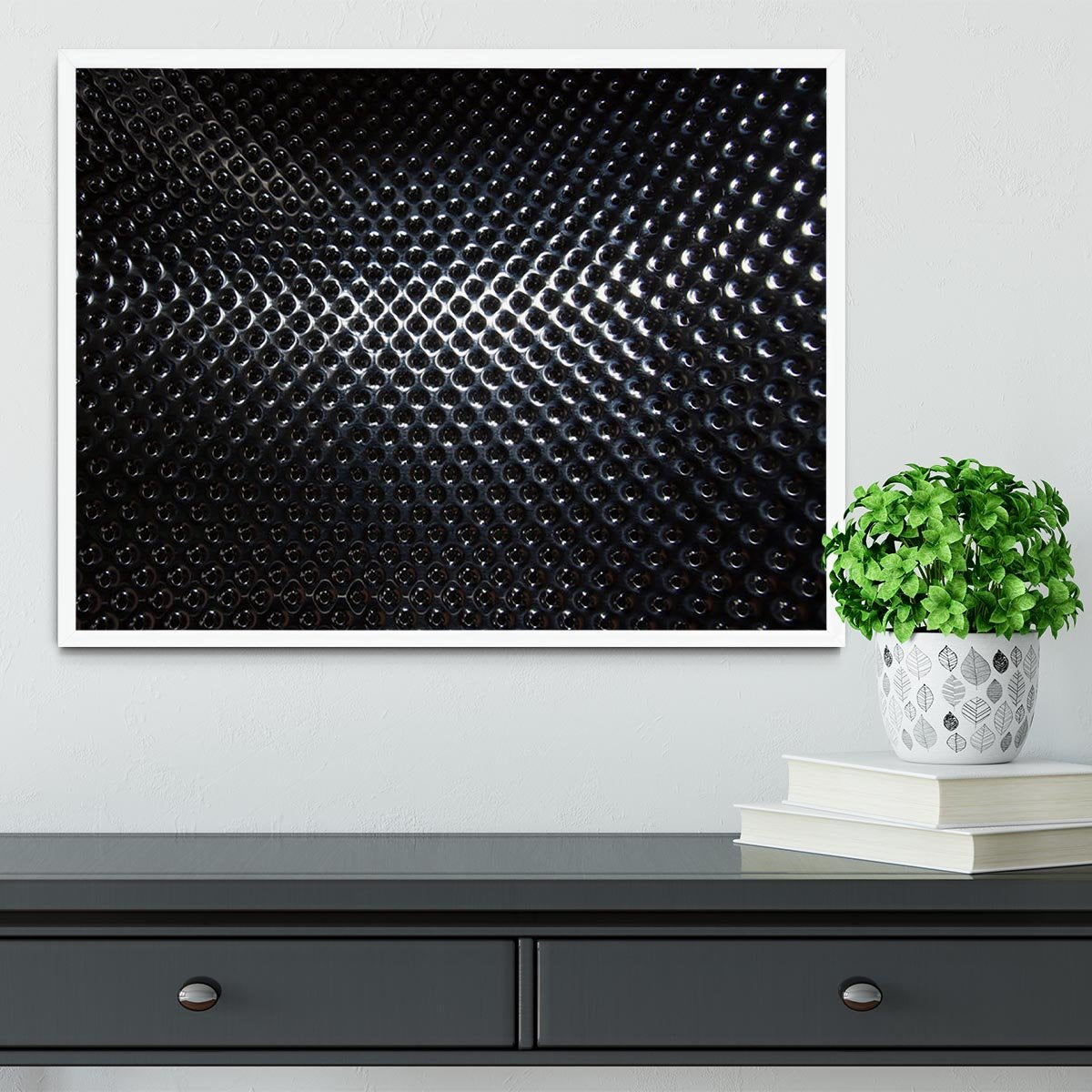 Silver steel metallic hole texture Framed Print - Canvas Art Rocks -6