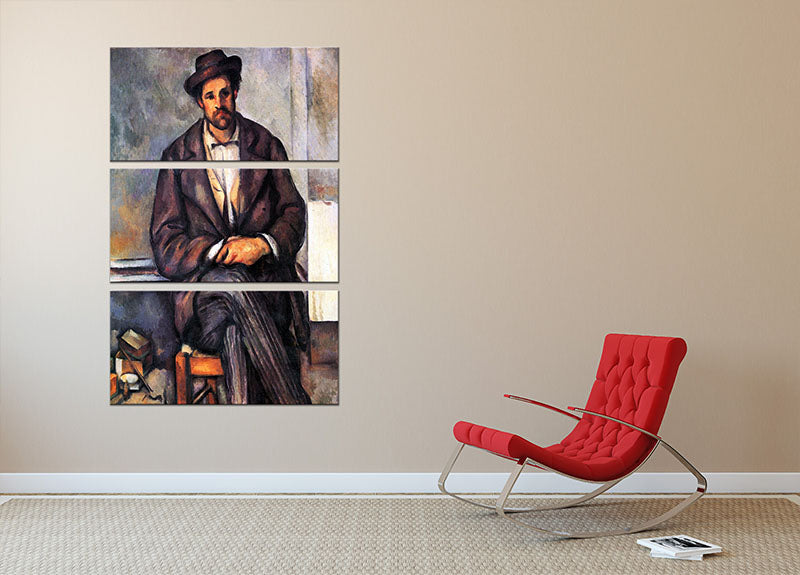 Sitting Farmer by Cezanne 3 Split Panel Canvas Print - Canvas Art Rocks - 2