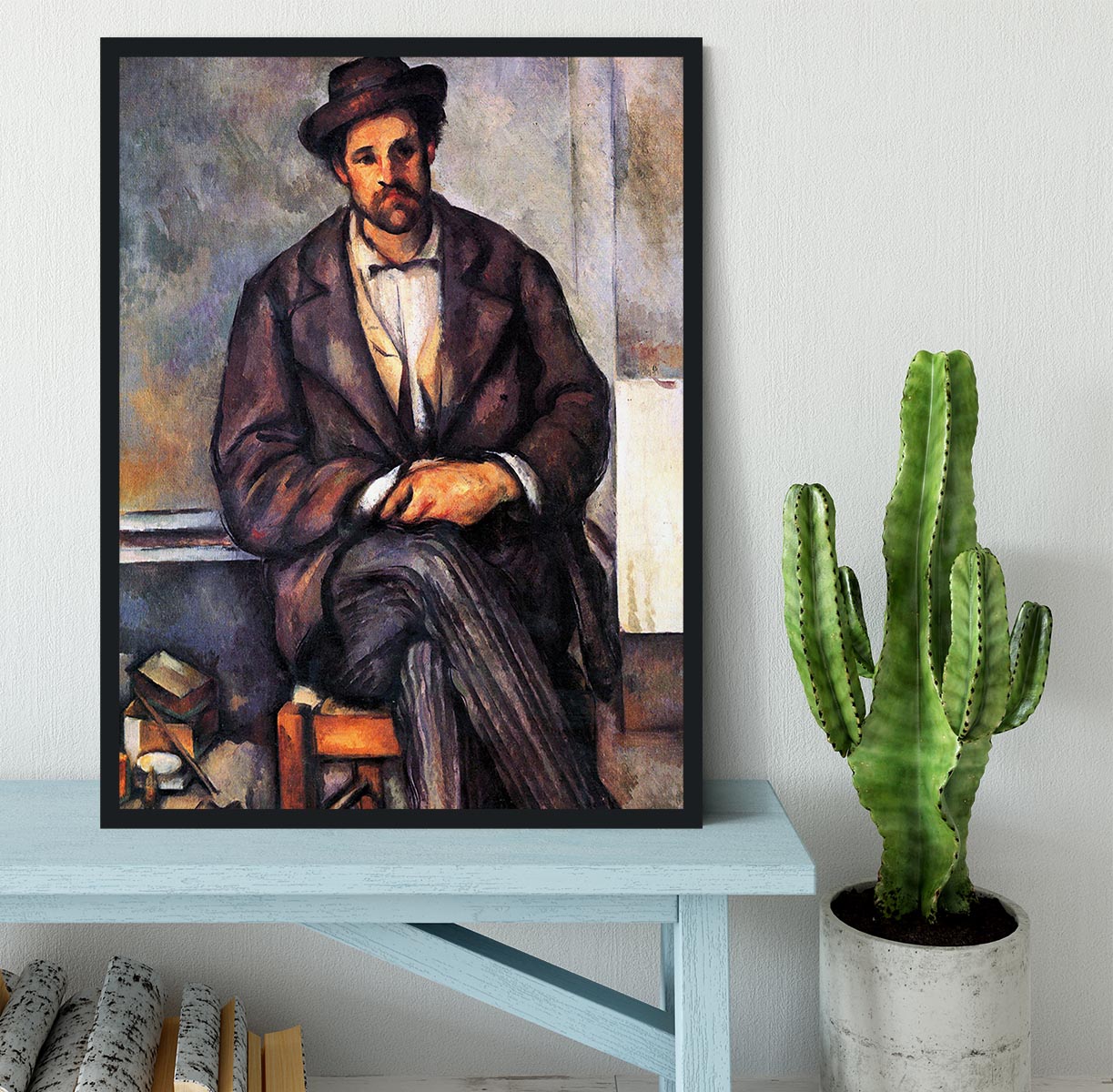 Sitting Farmer by Cezanne Framed Print - Canvas Art Rocks - 2