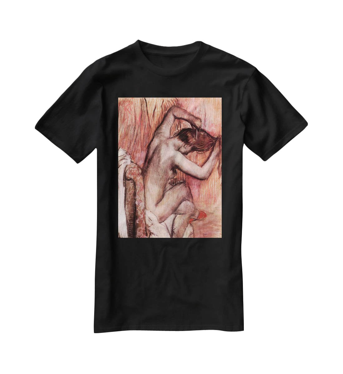 Sitting and brushing by Degas T-Shirt - Canvas Art Rocks - 1