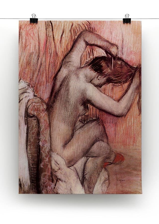 Sitting and brushing by Degas Canvas Print or Poster - Canvas Art Rocks - 2