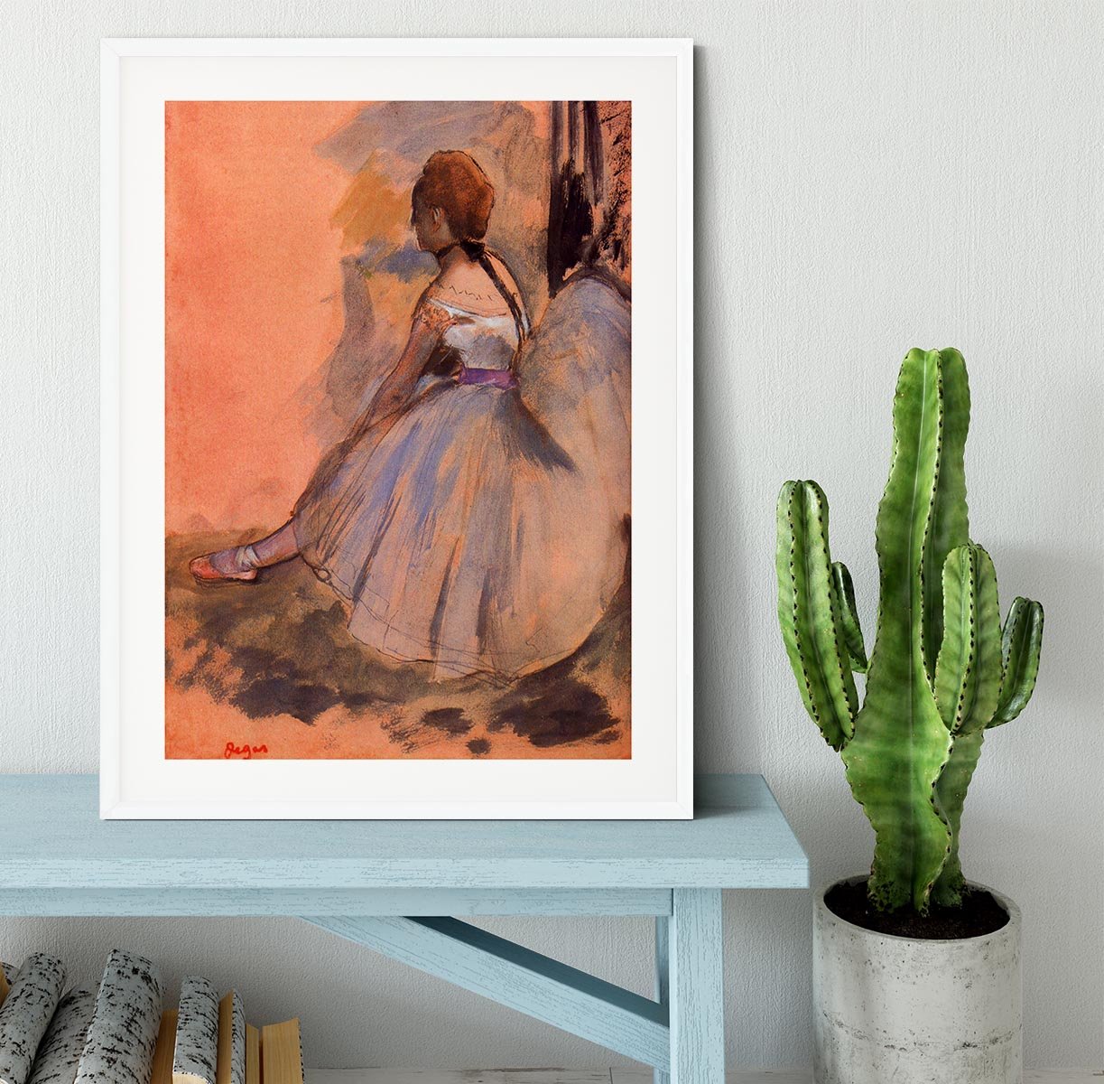 Sitting dancer with extended left leg by Degas Framed Print - Canvas Art Rocks - 5