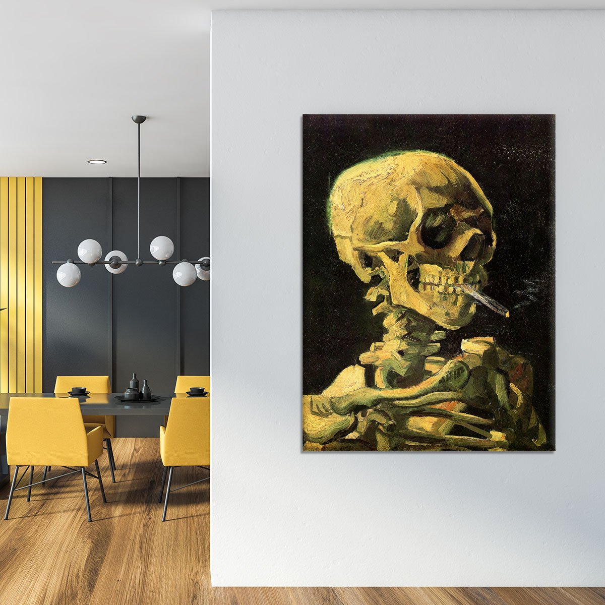 Skull with Burning Cigarette by Van Gogh Canvas Print or Poster