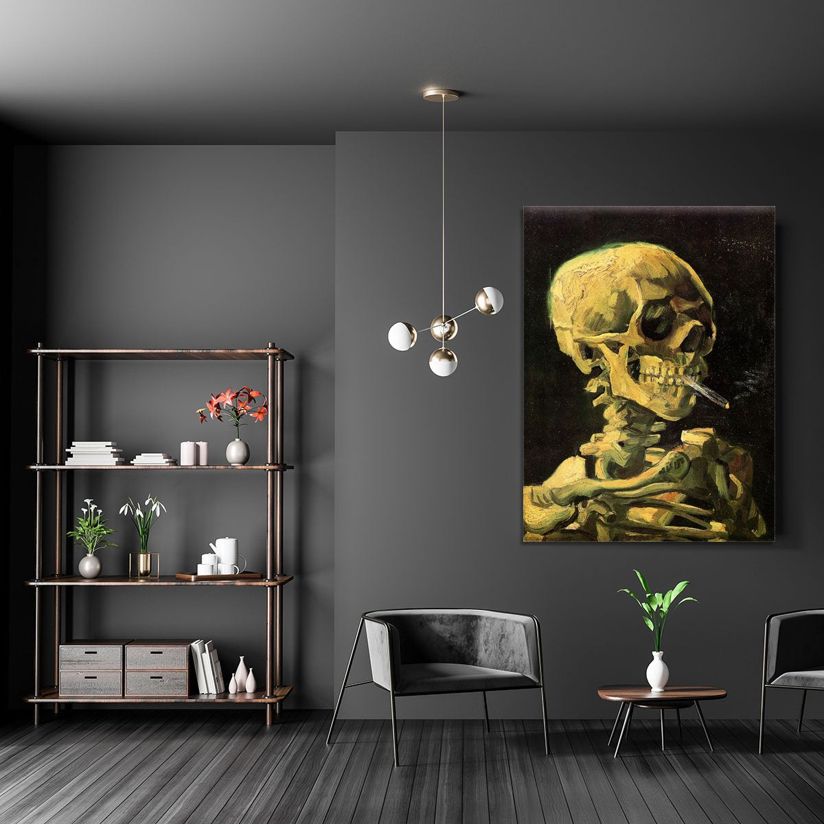 Skull with Burning Cigarette by Van Gogh Canvas Print or Poster