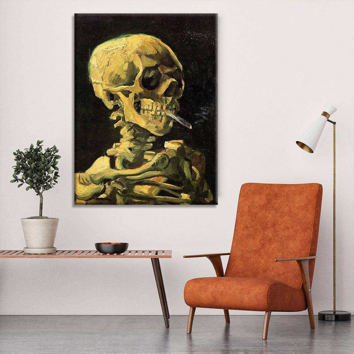 Skull with Burning Cigarette by Van Gogh Canvas Print or Poster