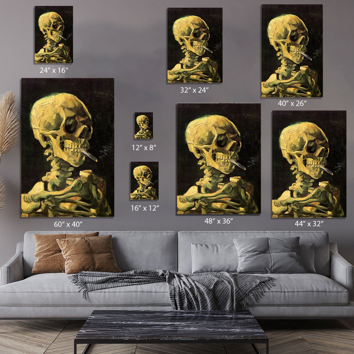 Skull with Burning Cigarette by Van Gogh Canvas Print or Poster