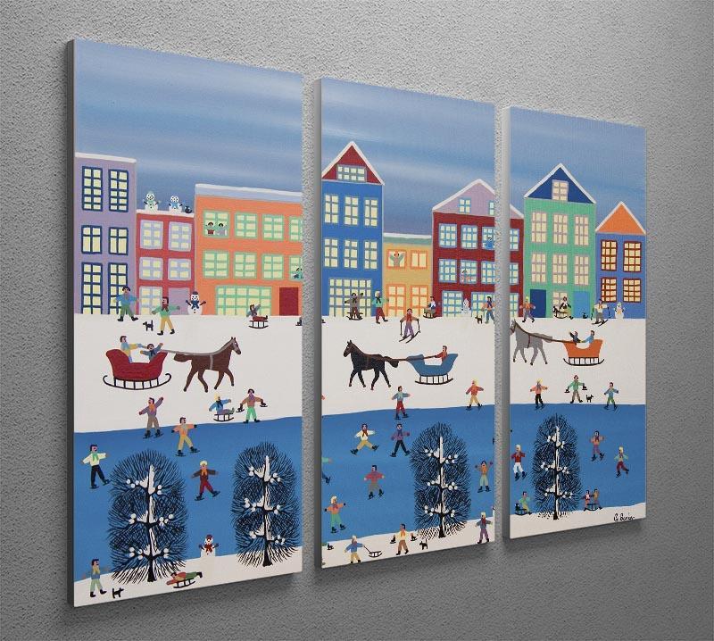 Sledding by Gordon Barker 3 Split Panel Canvas Print - Canvas Art Rocks - 2