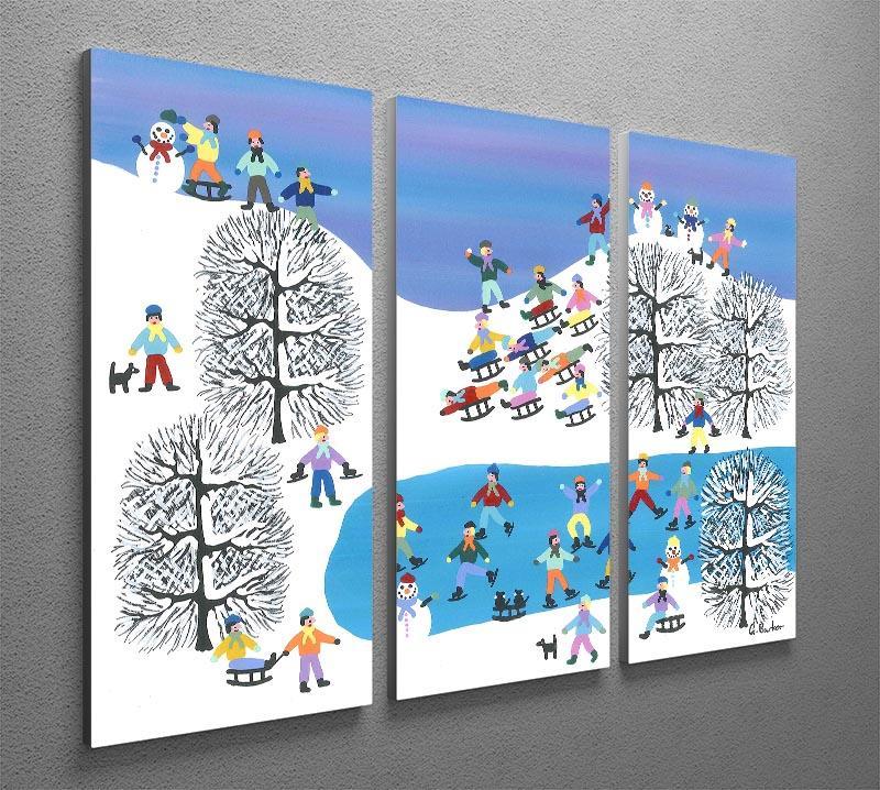 Sledding down the hill by Gordon Barker 3 Split Panel Canvas Print - Canvas Art Rocks - 2