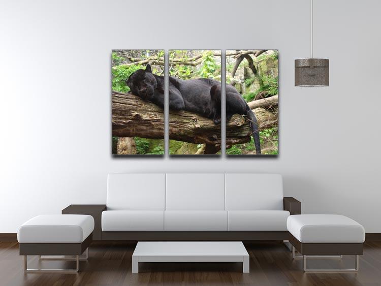 Sleeping black jaguar 3 Split Panel Canvas Print - Canvas Art Rocks - 3