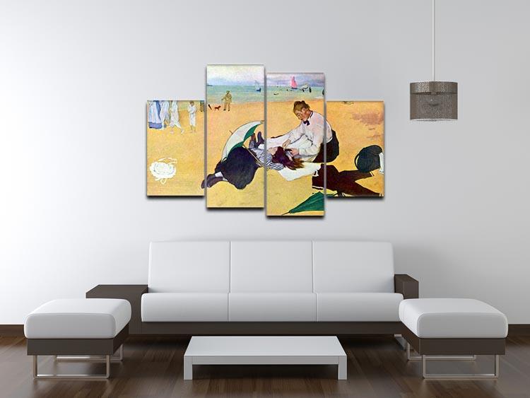 Small girls on the beach by Degas 4 Split Panel Canvas - Canvas Art Rocks - 3