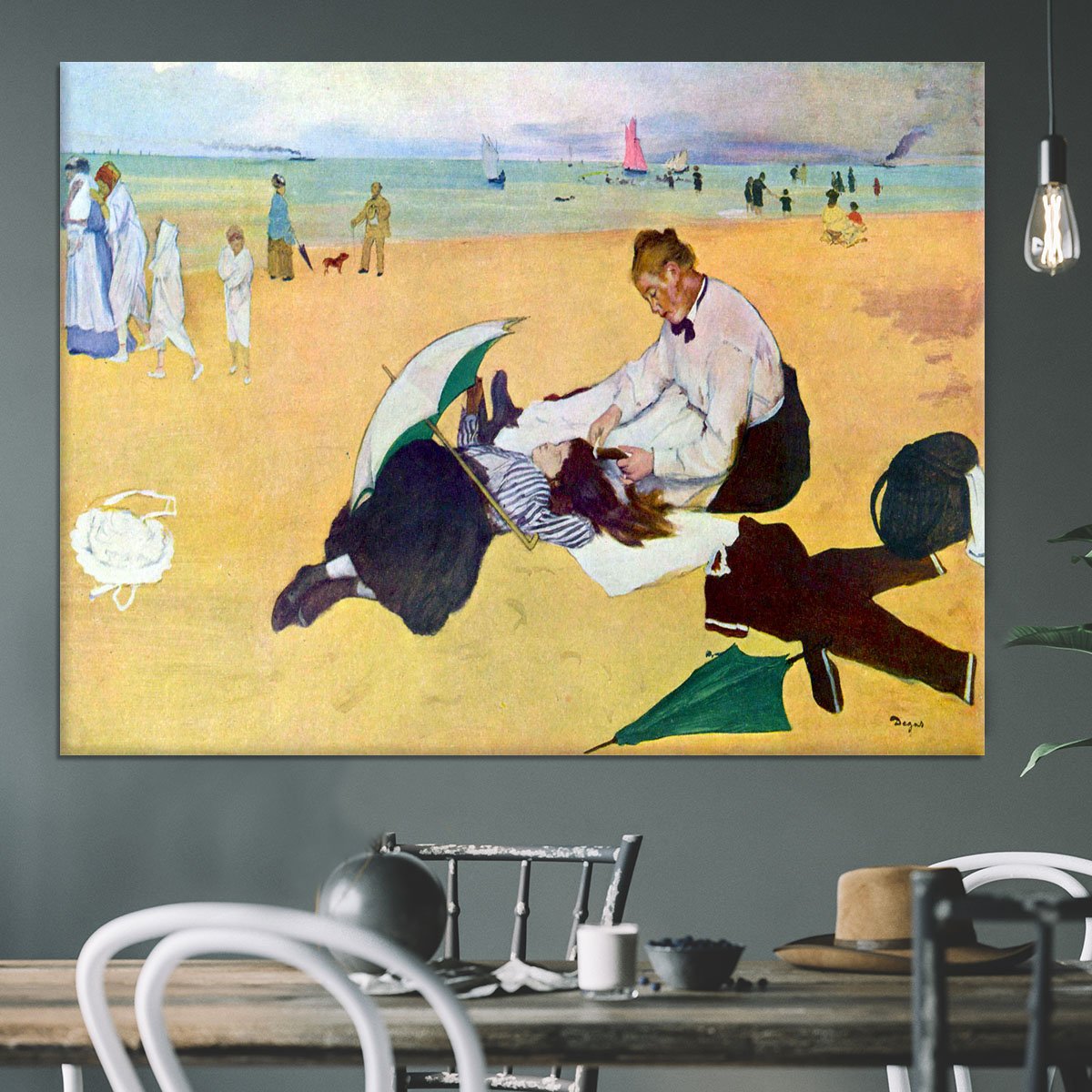 Small girls on the beach by Degas Canvas Print or Poster