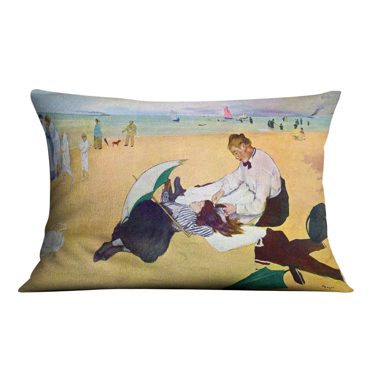 Small girls on the beach by Degas Cushion