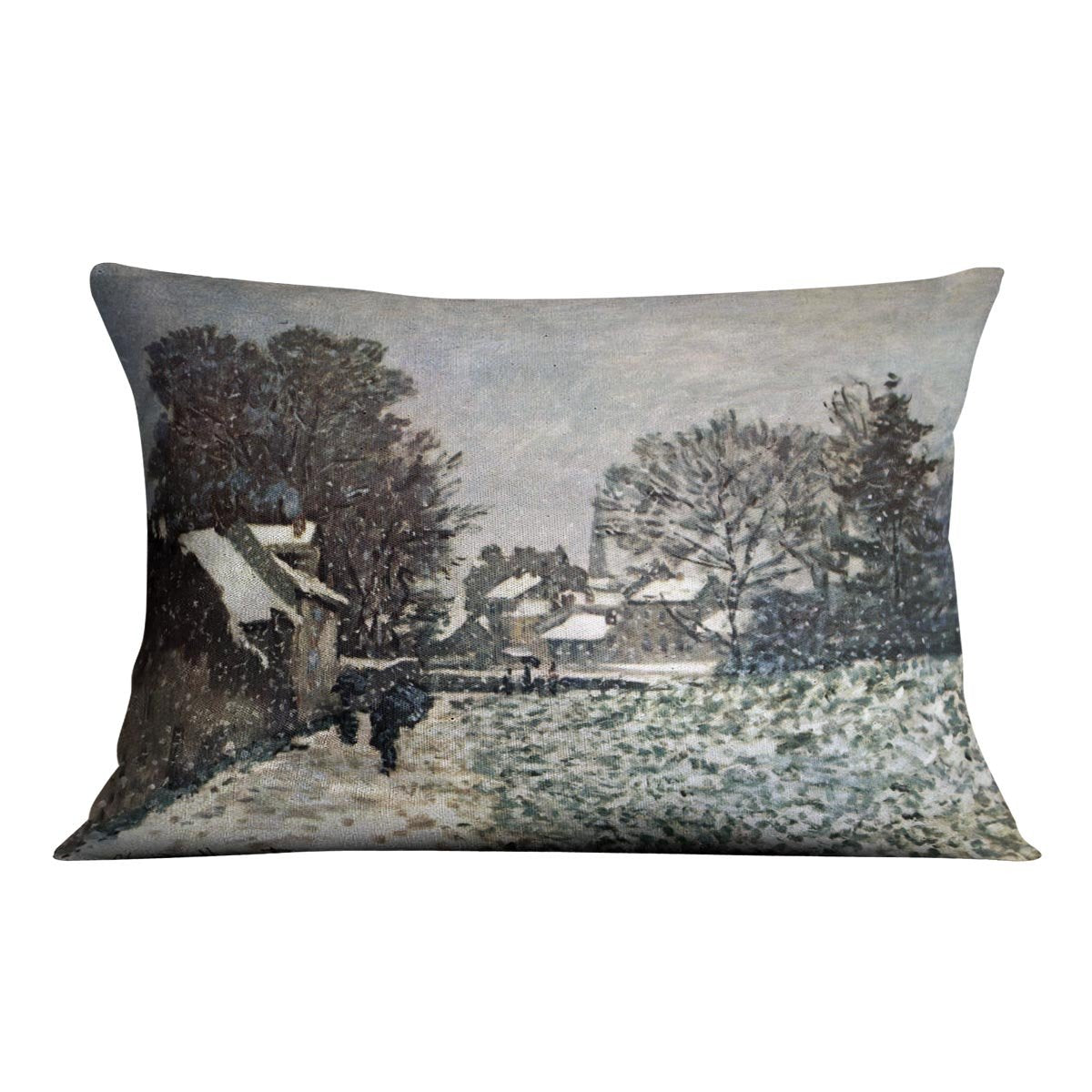 Snow at Argenteuil by Monet Throw Pillow