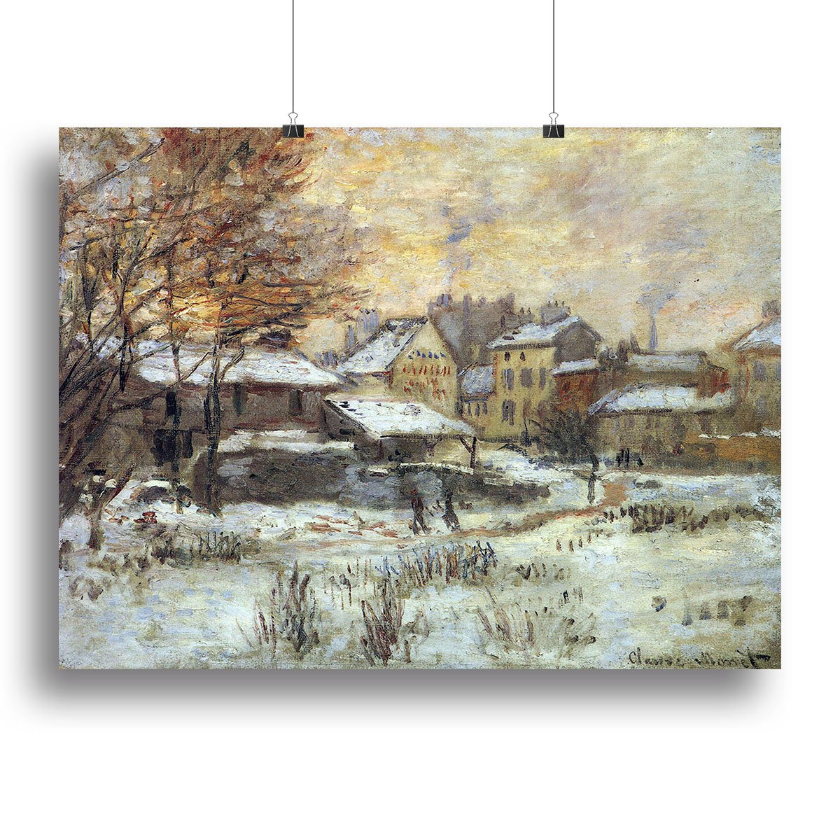 Snow at sunset Argenteuil in the snow by Monet Canvas Print or Poster