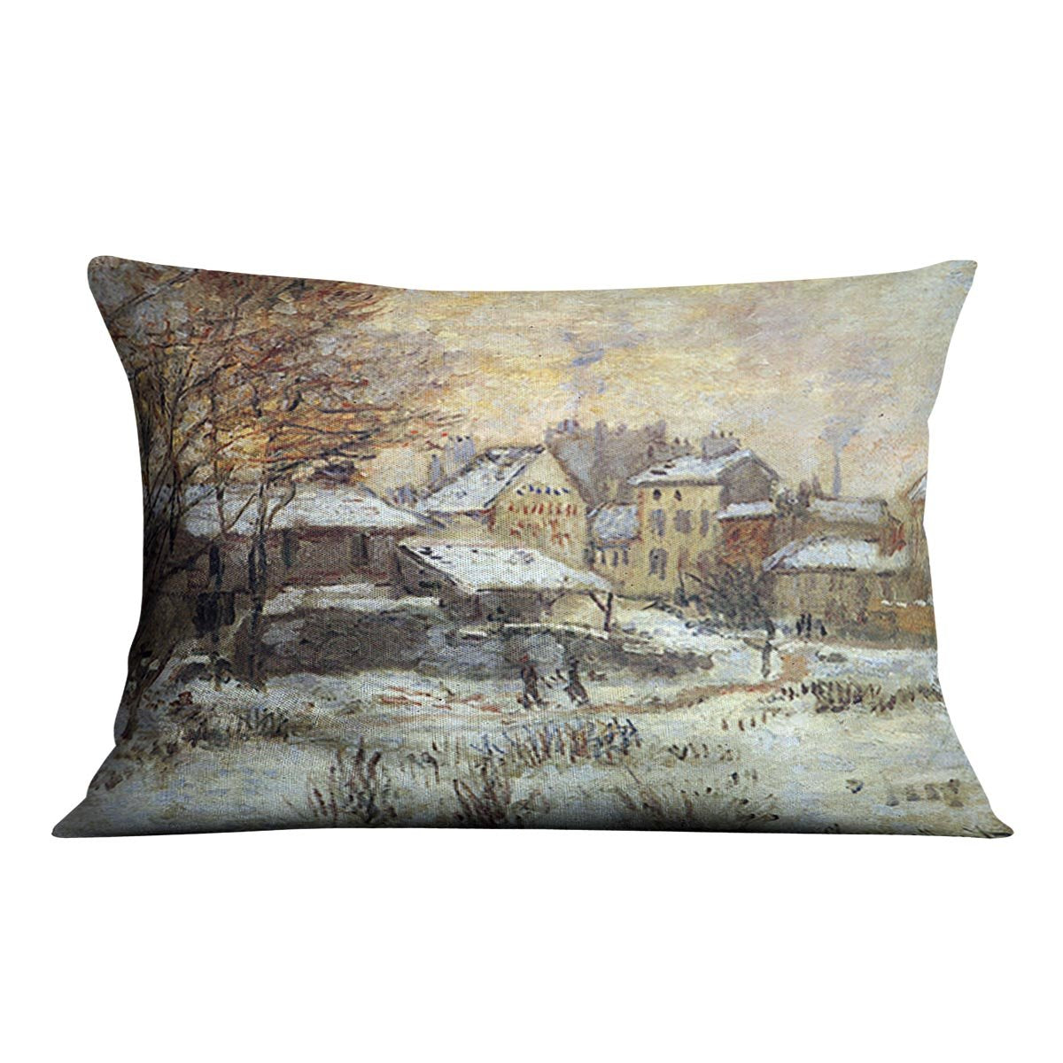 Snow at sunset Argenteuil in the snow by Monet Throw Pillow