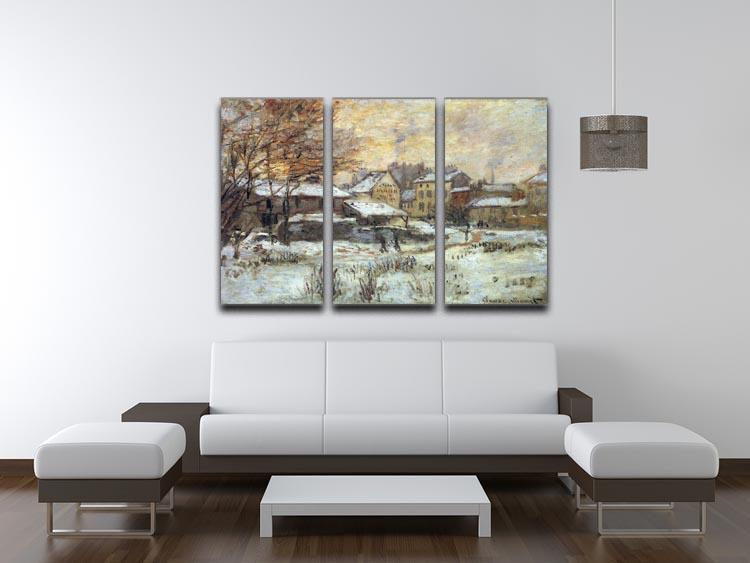 Snow at sunset Argenteuil in the snow by Monet Split Panel Canvas Print - Canvas Art Rocks - 4