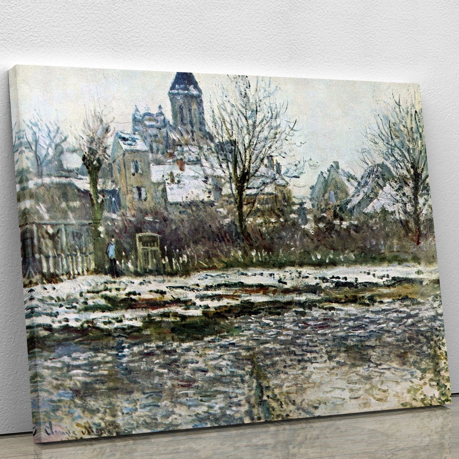 Snow in Vetheuil by Monet Canvas Print or Poster
