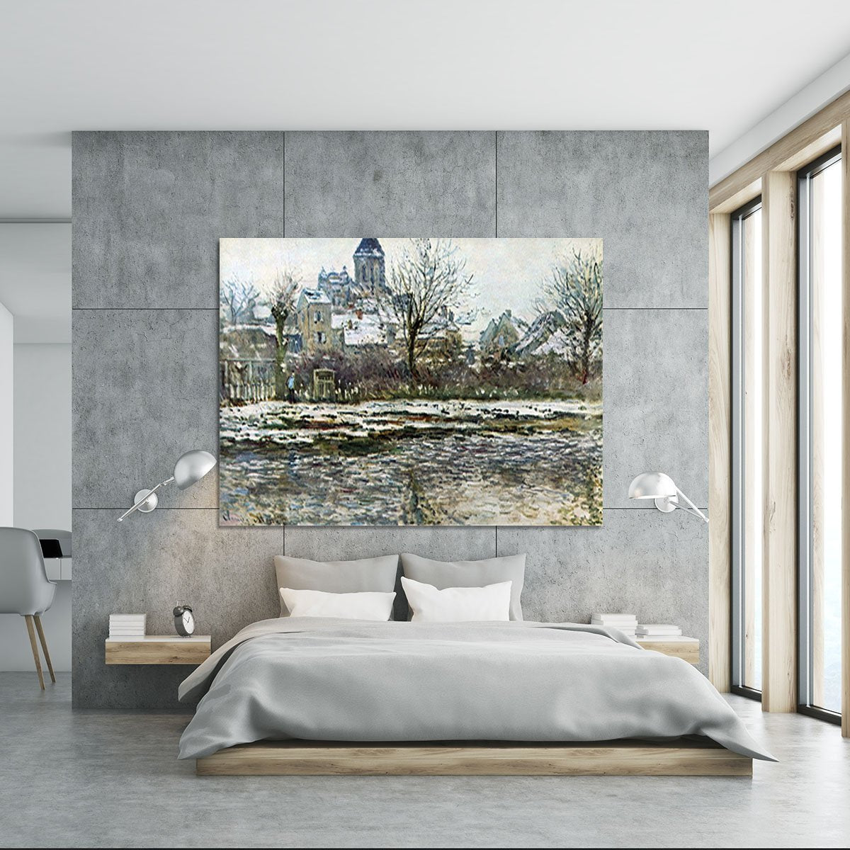 Snow in Vetheuil by Monet Canvas Print or Poster