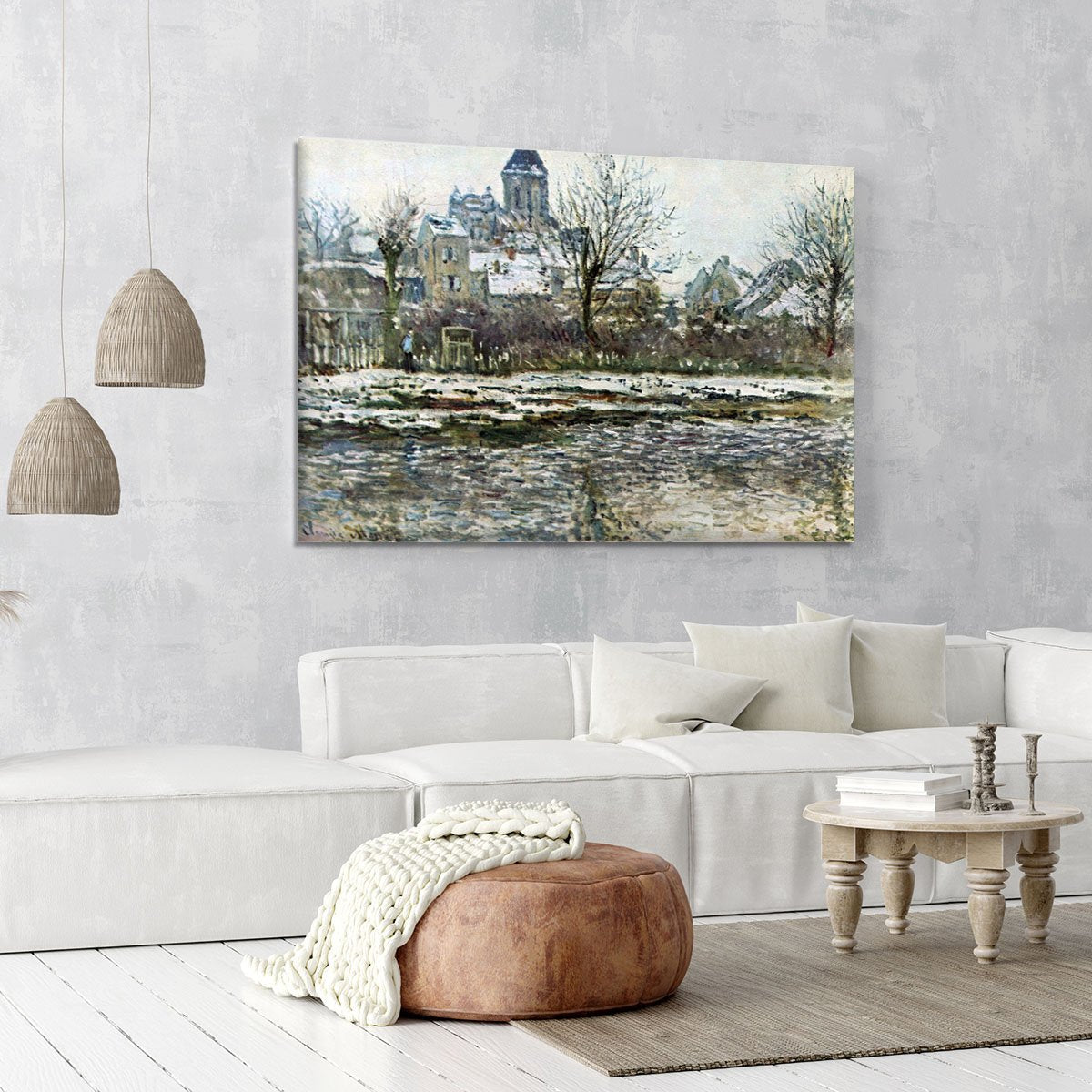 Snow in Vetheuil by Monet Canvas Print or Poster