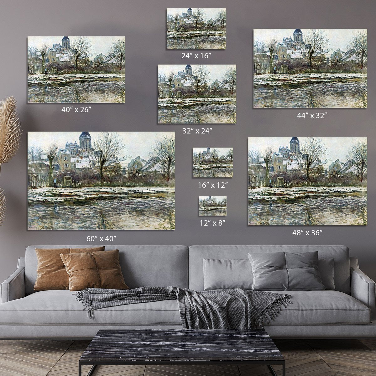 Snow in Vetheuil by Monet Canvas Print or Poster