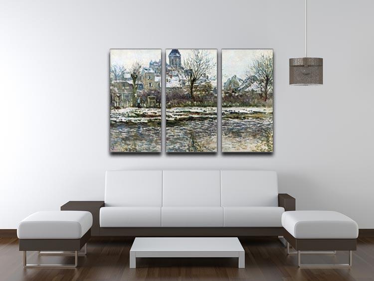 Snow in Vetheuil by Monet Split Panel Canvas Print - Canvas Art Rocks - 4